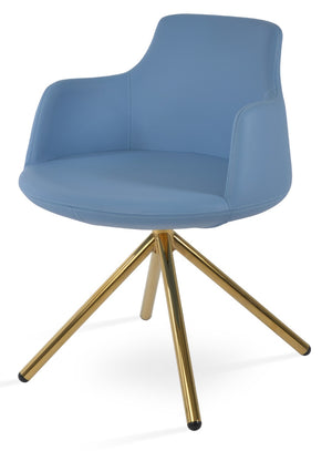 Soho Concept Dervish Stick Swivel Armchair - Stylish Leatherette Dining Chair With 2-year Guarantee In Light Grey Gold,Blue Steel Tube Soho-concept-dining-chair-02503