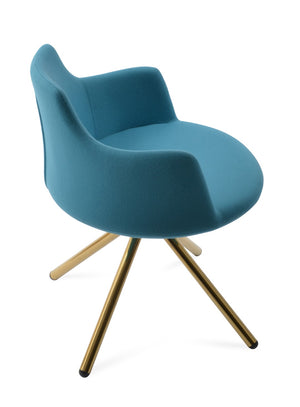 Soho Concept Dervish Stick Swivel Armchair - Luxurious Camira Blazer Wool, Durable Steel Base, 10-year Guarantee Gold,Turquoise Steel Tube Soho-concept-dining-chair-02505