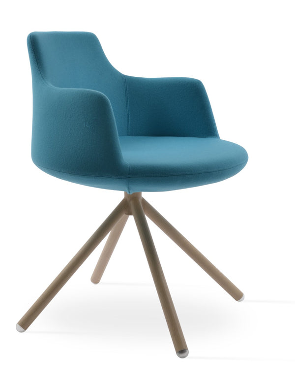 Soho Concept Dervish Stick Swivel Armchair - Luxurious Camira Blazer Wool, Durable Steel Base, 10-year Guarantee Natural,Turquoise Steel Tube Soho-concept-dining-chair-02513