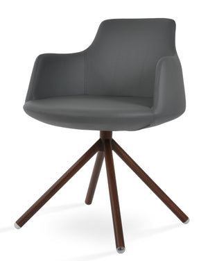 Soho Concept Dervish Stick Swivel Armchair - Stylish Leatherette Dining Chair With 2-year Guarantee In Light Grey Walnut,Grey Steel Tube Soho-concept-dining-chair-02514