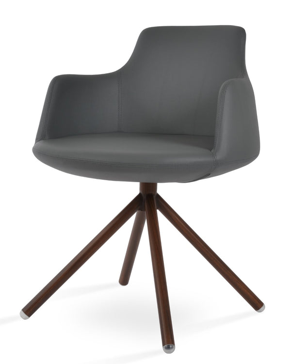 Soho Concept Dervish Stick Swivel Armchair - Stylish Leatherette Dining Chair With 2-year Guarantee In Light Grey Walnut,Grey Steel Tube Soho-concept-dining-chair-02514