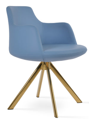 Soho Concept Dervish Sword Dining Armchair - Elegant Leatherette Chair With Memory Swivel & 2-year Guarantee Gold,Blue  Soho-concept-dining-chair-02529