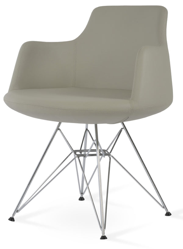 Soho Concept Dervish Tower Armchair - Stylish Soft White Leatherette Dining Chair With Gold Base Upgrade, 2-year Guarantee Light Grey  Soho-concept-dining-chair-02540