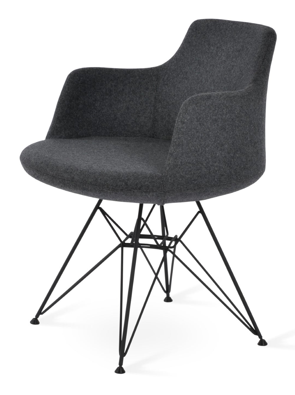 Soho Concept Dervish Tower Armchair - Stylish Wool Fabric Chair With Chrome Base, 10-year Guarantee, Comfortable Design Black,Silver  Soho-concept-dining-chair-02542