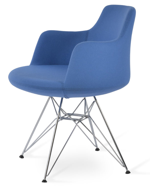 Soho Concept Dervish Tower Armchair - Stylish Wool Fabric Chair With Chrome Base, 10-year Guarantee, Comfortable Design Chrome  Soho-concept-dining-chair-02547