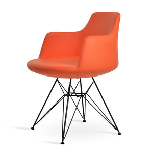 Soho Concept Dervish Tower Armchair - Stylish Soft White Leatherette Dining Chair With Gold Base Upgrade, 2-year Guarantee Black,Orange  Soho-concept-dining-chair-02549