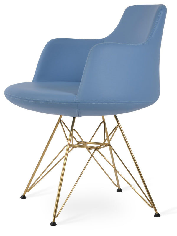 Soho Concept Dervish Tower Armchair - Stylish Soft White Leatherette Dining Chair With Gold Base Upgrade, 2-year Guarantee Gold,Blue  Soho-concept-dining-chair-02553