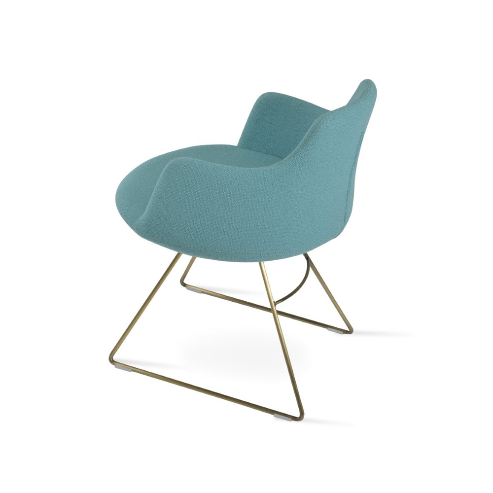 Soho Concept Dervish Wire Armchair – Stylish Dining Chair In Camira Yoredale Boucle, Brass Accents & 10-year Guarantee Brass,Green  Soho-concept-dining-chair-02558