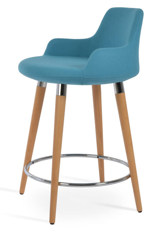 Soho Concept Dervish Wood Barstools & Counterstools - Premium Camira Blazer Wool, 10-year Guarantee, Stylish Design Natural,Turquoise  Soho-concept-dining-chair-11590