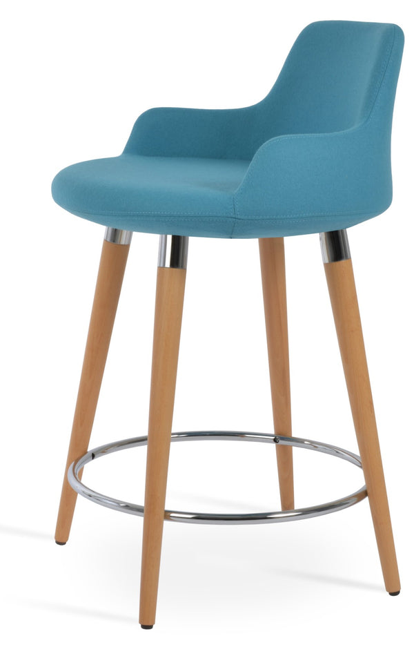 Soho Concept Dervish Wood Barstools & Counterstools - Premium Camira Blazer Wool, 10-year Guarantee, Stylish Design Natural,Turquoise  Soho-concept-dining-chair-11590