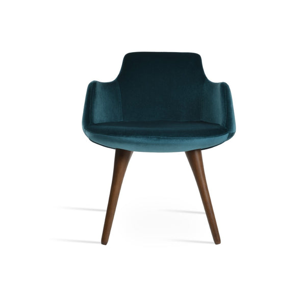 Soho Concept Dervish Wood Dining Armchair - Elegant Comfort With Premium Camira Fabrics & 10-year Guarantee, Walnut Walnut,Green  Soho-concept-dining-chair-02573