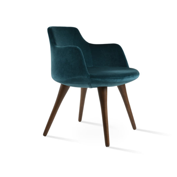 Soho Concept Dervish Wood Dining Armchair - Elegant Comfort With Premium Camira Fabrics & 10-year Guarantee, Walnut Walnut,Green  Soho-concept-dining-chair-02573