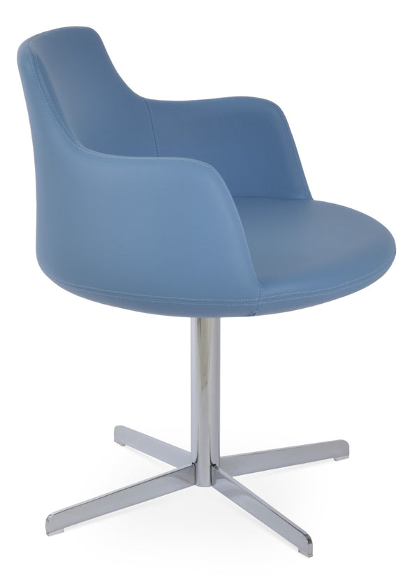 Soho Concept Dervish 4 Star Swivel Armchair - Elegant Leatherette Dining Chair With 2-year Guarantee, Versatile Style Chrome,Blue  Soho-concept-dining-chair-02252