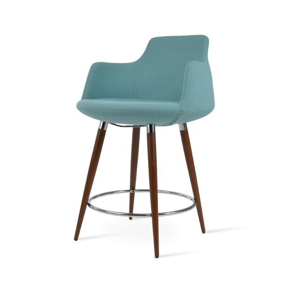 Soho Concept Dervish Ana Barstools & Counterstools - Elegant Camira Yoredale Fabric, 10-year Guarantee, Durable Design Walnut,Green  Soho-concept-dining-chair-07779