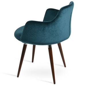 Soho Concept Dervish Ana Armchair - Stylish Dining Chair With Premium Fabrics, Metal Legs & 10-year Guarantee! Walnut,Green  Soho-concept-dining-chair-02288