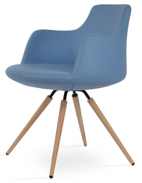 Soho Concept Dervish Carrot Swivel Armchair - Elegant Leatherette Design, 2-year Guarantee, Comfort & Style! Natural,Blue Swivel. Solid Metal Top Part Connected To Four Tubular Legs Soho-concept-dining-chair-02299