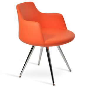 Soho Concept Dervish Star Armchair - Stylish Leatherette Dining Chair In Soft Orange, Black, Gold & Brass Finishes Chrome,Orange  Soho-concept-dining-chair-02477