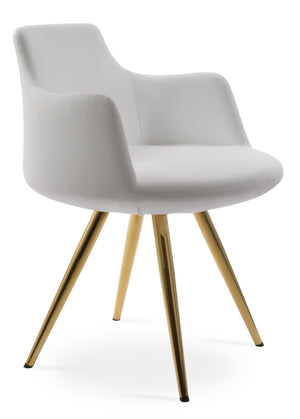 Soho Concept Dervish Star Armchair - Stylish Leatherette Dining Chair In Soft Orange, Black, Gold & Brass Finishes Gold,White  Soho-concept-dining-chair-02485