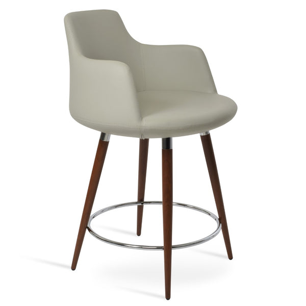 Soho Concept Dervish Large Ana Bar & Counter Stools - Stylish Metal Base, Soft Leatherette, 2-year Guarantee Walnut,Light Grey  Soho-concept-dining-chair-11596