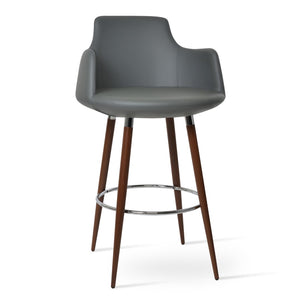 Soho Concept Dervish Large Barstools & Counterstools - Stylish Ppm-fr Leatherette, Metal Legs, 2-year Guarantee Walnut,Grey  Soho-concept-dining-chair-11593