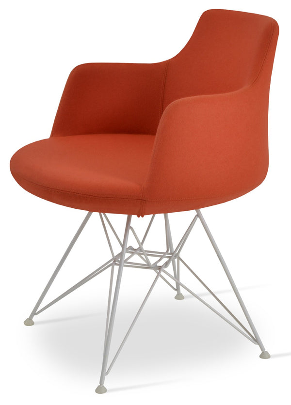 Soho Concept Dervish Tower Armchair - Stylish Wool Fabric Chair With Chrome Base, 10-year Guarantee, Comfortable Design White,Orange  Soho-concept-dining-chair-02369