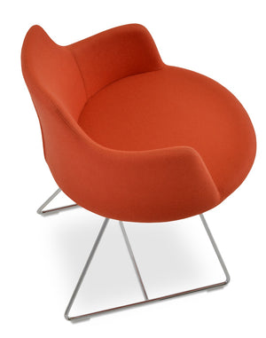 Soho Concept Dervish Wire Armchair In Camira Blazer Wool – Stylish Chrome Base, 10-year Guarantee, Durable Comfort Chrome,Orange  Soho-concept-dining-chair-02370