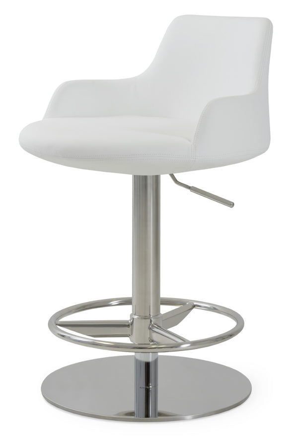 Soho Concept Dervish Adjustable Piston Stool With Full Footrest – Stylish Leatherette, 2-year Warranty, Blue Finish Chrome,White  Soho-concept-dining-chair-07914