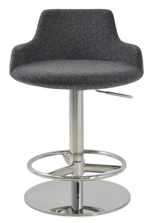 Soho Concept Dervish Adjustable Piston Stool With Full Footrest - Stylish Barstools In Boucle, Velvet, Nubuck Fabrics Chrome,Dark Grey  Soho-concept-dining-chair-07916