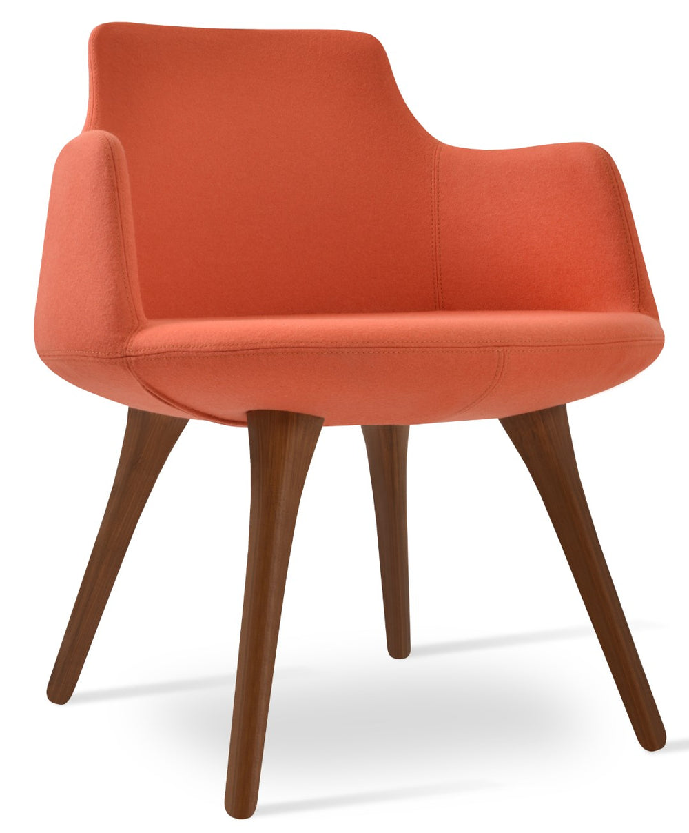 Soho Concept Dervish Wood Dining Armchair In Camira Blazer Wool - Durable, Stylish, 10-year Guarantee, 350 Lb Capacity Orange  Soho-concept-dining-chair-02583