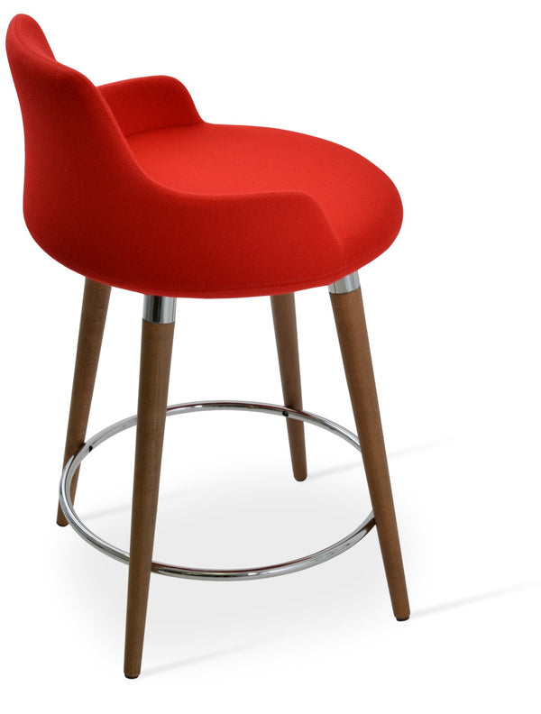 Soho Concept Dervish Wood Barstools & Counterstools In Camira Era Fabric – 10-year Guarantee, Elegant Walnut Finish Walnut,Red  Soho-concept-dining-chair-07979