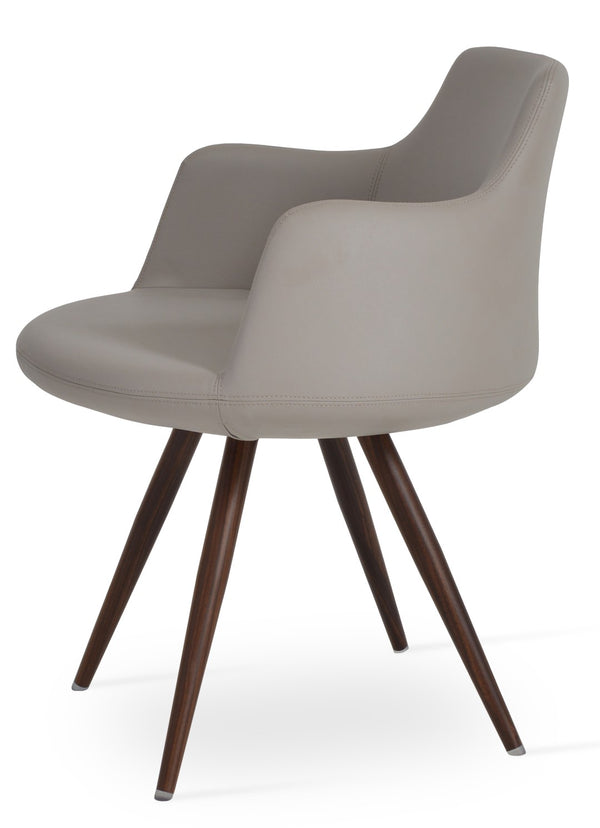 Soho Concept Dervish Pyramid Swivel Dining Armchair - Stylish Leatherette Chair In Soft Natural, Ash, Black Finish Walnut  Soho-concept-dining-chair-02371