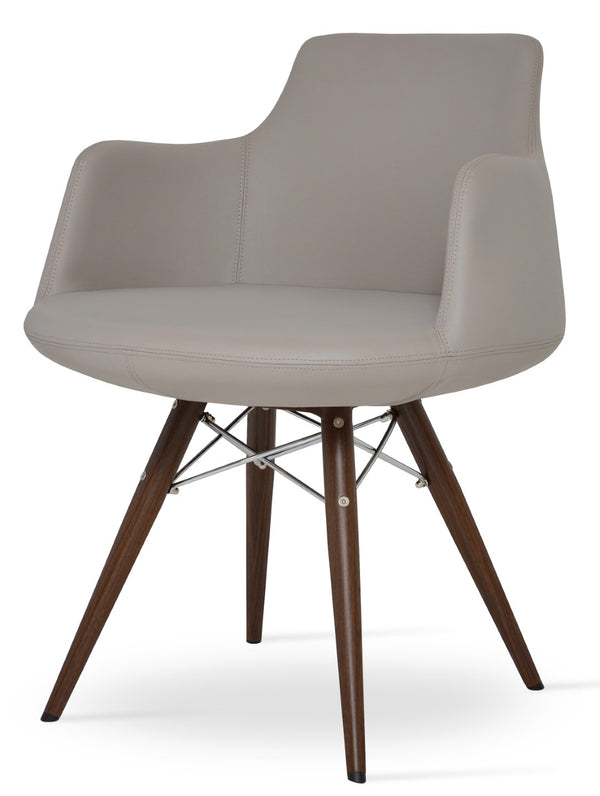 Soho Concept Dervish Elegant Dining Armchair In Soft Green Leatherette - 2-year Guarantee, Modern Comfort! Walnut  Soho-concept-dining-chair-02366