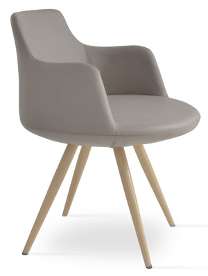 Soho Concept Dervish Pyramid Swivel Dining Armchair - Stylish Leatherette Chair In Soft Natural, Ash, Black Finish Natural  Soho-concept-dining-chair-02368
