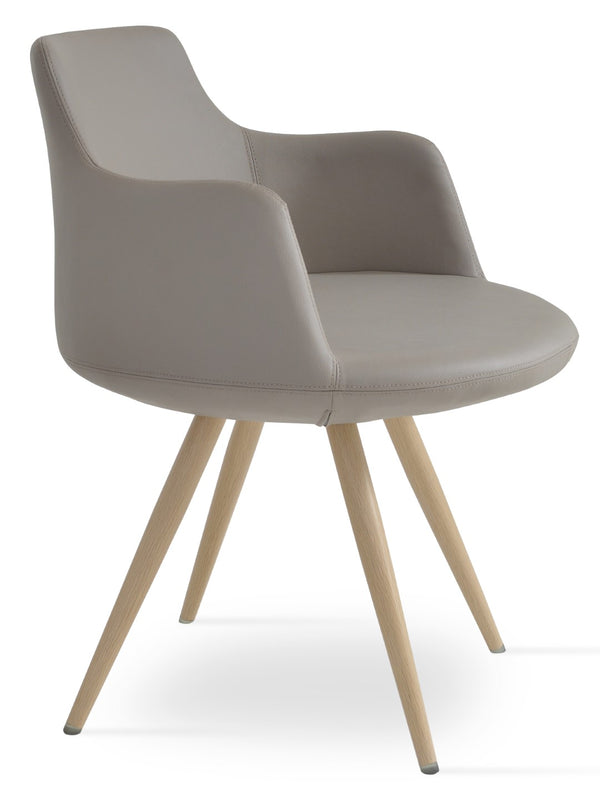 Soho Concept Dervish Pyramid Swivel Dining Armchair - Stylish Leatherette Chair In Soft Natural, Ash, Black Finish Natural  Soho-concept-dining-chair-02368