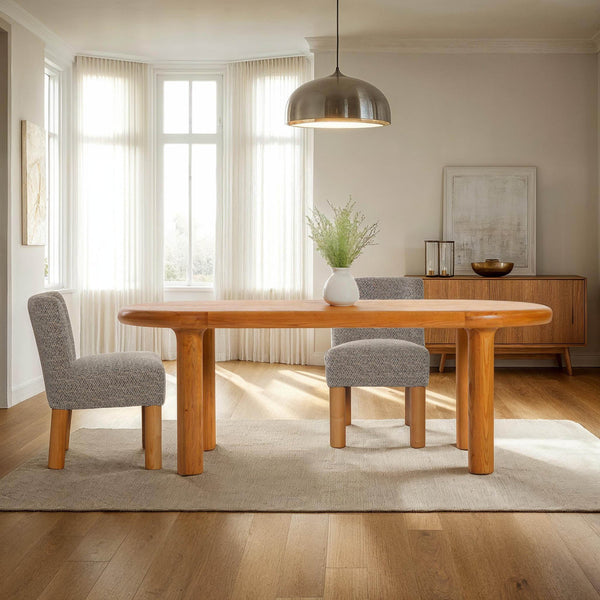 Lh Imports Destiny Oval Dining Table - Elegant Oak Wood Design With Pillar Legs For Maximum Seating & Style Brown Solid Oak,Oak Veneer Des010s