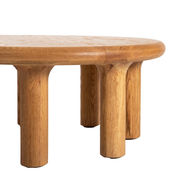 Lh Imports Destiny Coffee Table - Elegant Oak Wood Design With Pillar Legs For Stability & Sophisticated Style Brown Solid Oak,Oak Veneer Des032