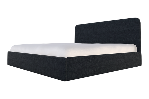 Moss Home Detroit King Bed - Modern Minimalism With Sleek Sophistication For A Contemporary Bedroom Style Midnight 100% Polyester Detr-bed-kin-covmid