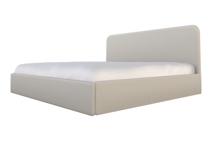 Moss Home Detroit Minimalist King Bed In Luxurious Hot Seat Vanilla Fabric - Sleek Modern Design For Your Bedroom Vanilla 90% Polyester,10% Linen Detr-bed-kin-hotvan
