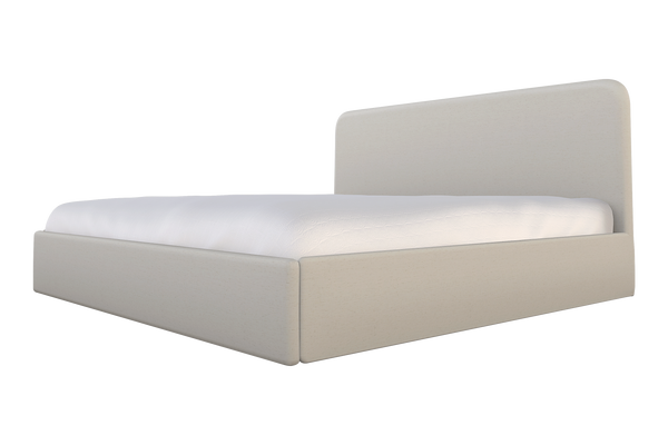 Moss Home Detroit Minimalist King Bed In Luxurious Hot Seat Vanilla Fabric - Sleek Modern Design For Your Bedroom Vanilla 90% Polyester,10% Linen Detr-bed-kin-hotvan