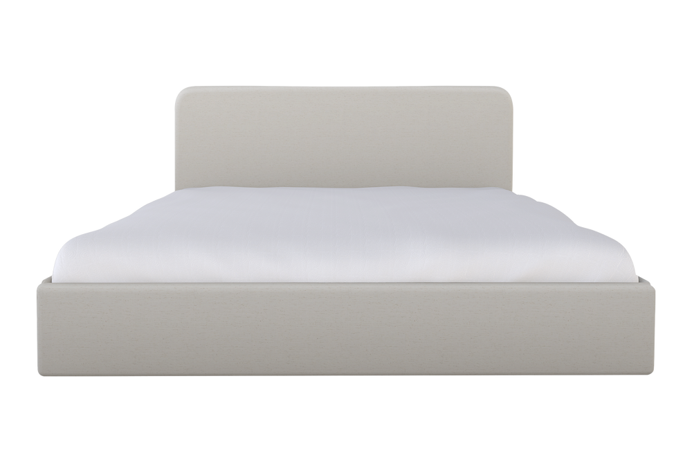 Moss Home Detroit Minimalist King Bed In Luxurious Hot Seat Vanilla Fabric - Sleek Modern Design For Your Bedroom Vanilla 90% Polyester,10% Linen Detr-bed-kin-hotvan