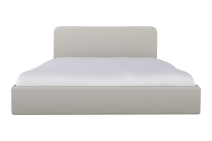 Moss Home Detroit Minimalist King Bed In Luxurious Hot Seat Vanilla Fabric - Sleek Modern Design For Your Bedroom Vanilla 90% Polyester,10% Linen Detr-bed-kin-hotvan