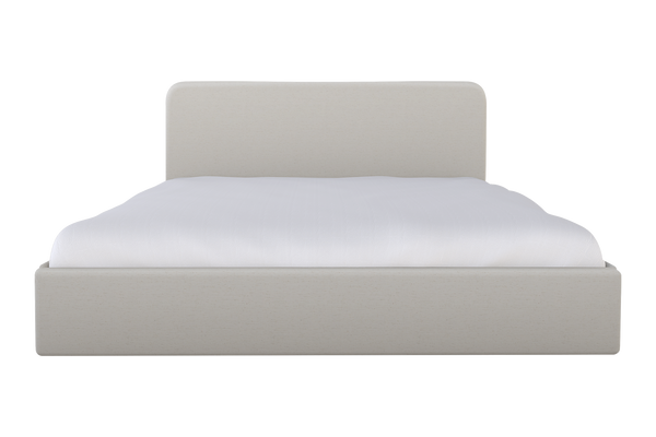 Moss Home Detroit Minimalist King Bed In Luxurious Hot Seat Vanilla Fabric - Sleek Modern Design For Your Bedroom Vanilla 90% Polyester,10% Linen Detr-bed-kin-hotvan