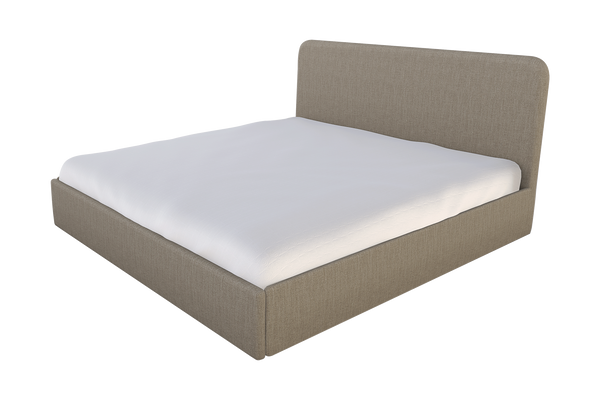 Moss Home Detroit King Bed: Modern Minimalism In Low-profile Cement Fabric With Sleek, Rounded Headboard Design Cement 100% Polyester Detr-bed-kin-lowcem