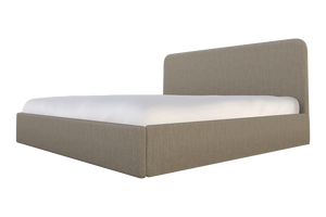 Moss Home Detroit King Bed: Modern Minimalism In Low-profile Cement Fabric With Sleek, Rounded Headboard Design Cement 100% Polyester Detr-bed-kin-lowcem