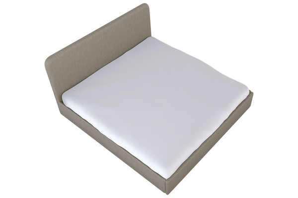 Moss Home Detroit King Bed: Modern Minimalism In Low-profile Cement Fabric With Sleek, Rounded Headboard Design Cement 100% Polyester Detr-bed-kin-lowcem