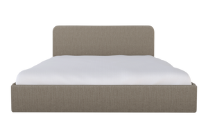 Moss Home Detroit King Bed: Modern Minimalism In Low-profile Cement Fabric With Sleek, Rounded Headboard Design Cement 100% Polyester Detr-bed-kin-lowcem