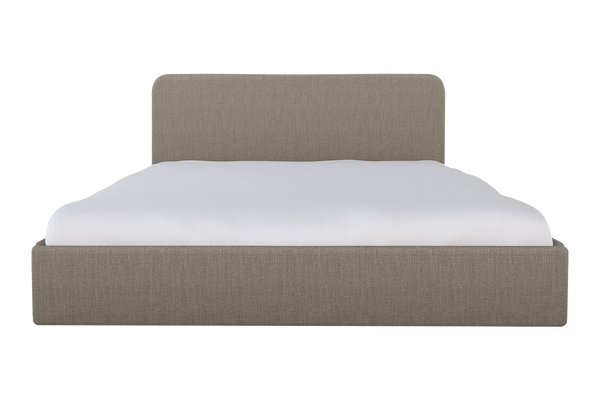Moss Home Detroit King Bed: Modern Minimalism In Low-profile Cement Fabric With Sleek, Rounded Headboard Design Cement 100% Polyester Detr-bed-kin-lowcem