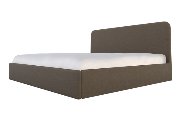Moss Home Detroit King Bed - Modern Minimalist Design With Sleek Low-profile Headboard For Contemporary Style Cafe 54% Polyester 36% Viscose 10% Linen Detr-bed-kin-offcaf