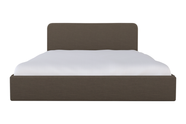 Moss Home Detroit King Bed - Modern Minimalist Design With Sleek Low-profile Headboard For Contemporary Style Cafe 54% Polyester 36% Viscose 10% Linen Detr-bed-kin-offcaf