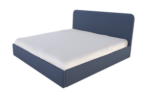 Moss Home Detroit King Bed - Modern Minimalist Design With Sleek Low-profile Headboard For Contemporary Style Indigo 54% Polyester 36% Viscose 10% Linen Detr-bed-kin-offind